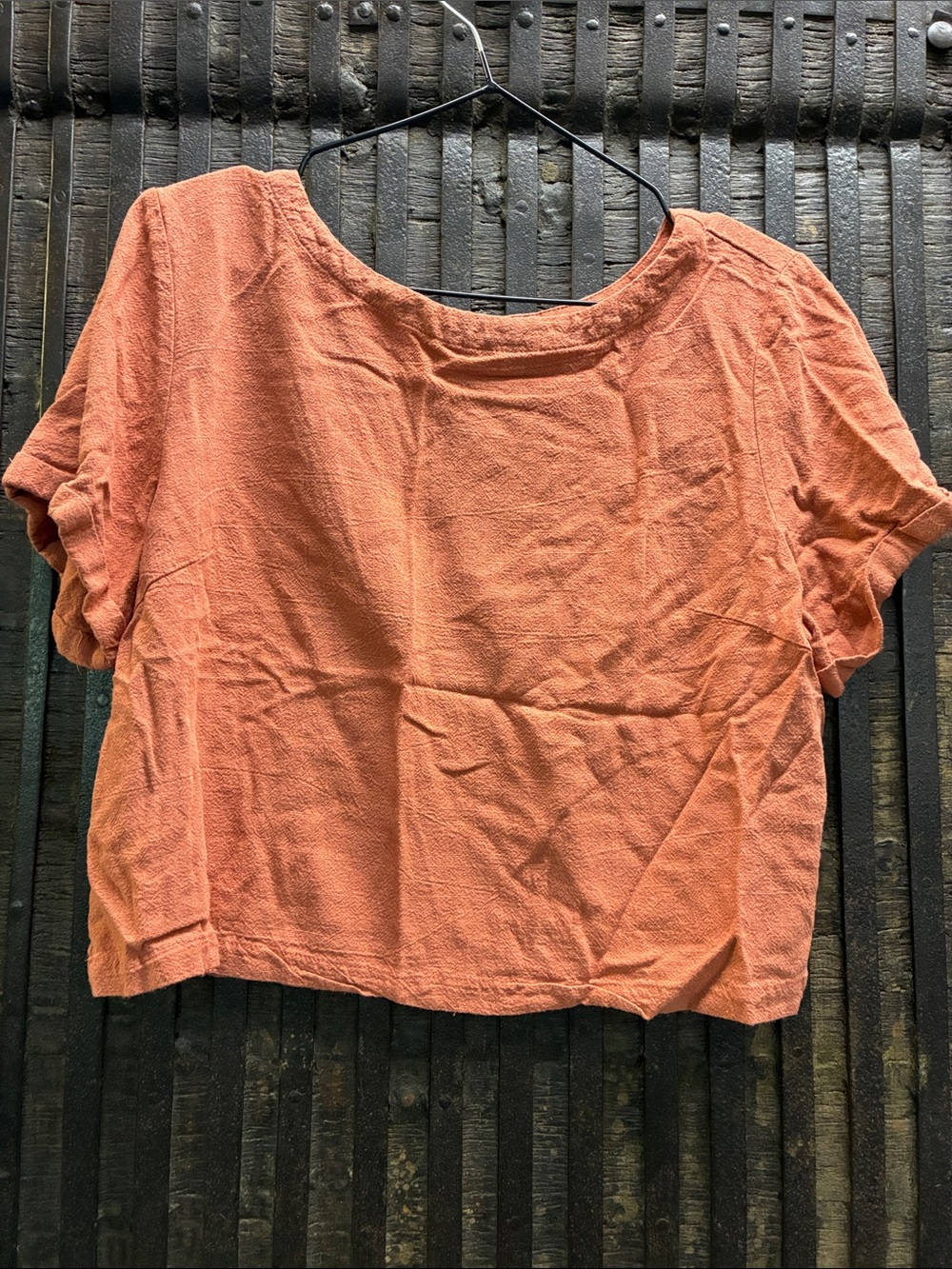 Boxy Crop Top in Terracotta Orange